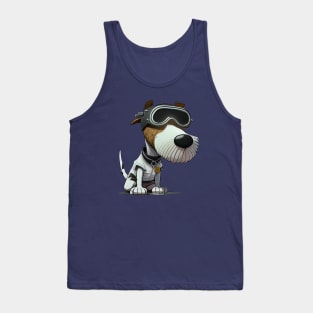 Dog with pilot glasses a cartoon illustration Tank Top